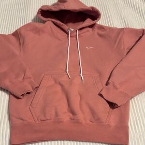 Nike Unisex Men's Womens Coral Pink Hooded Sweatshirt Heavy Thick Material